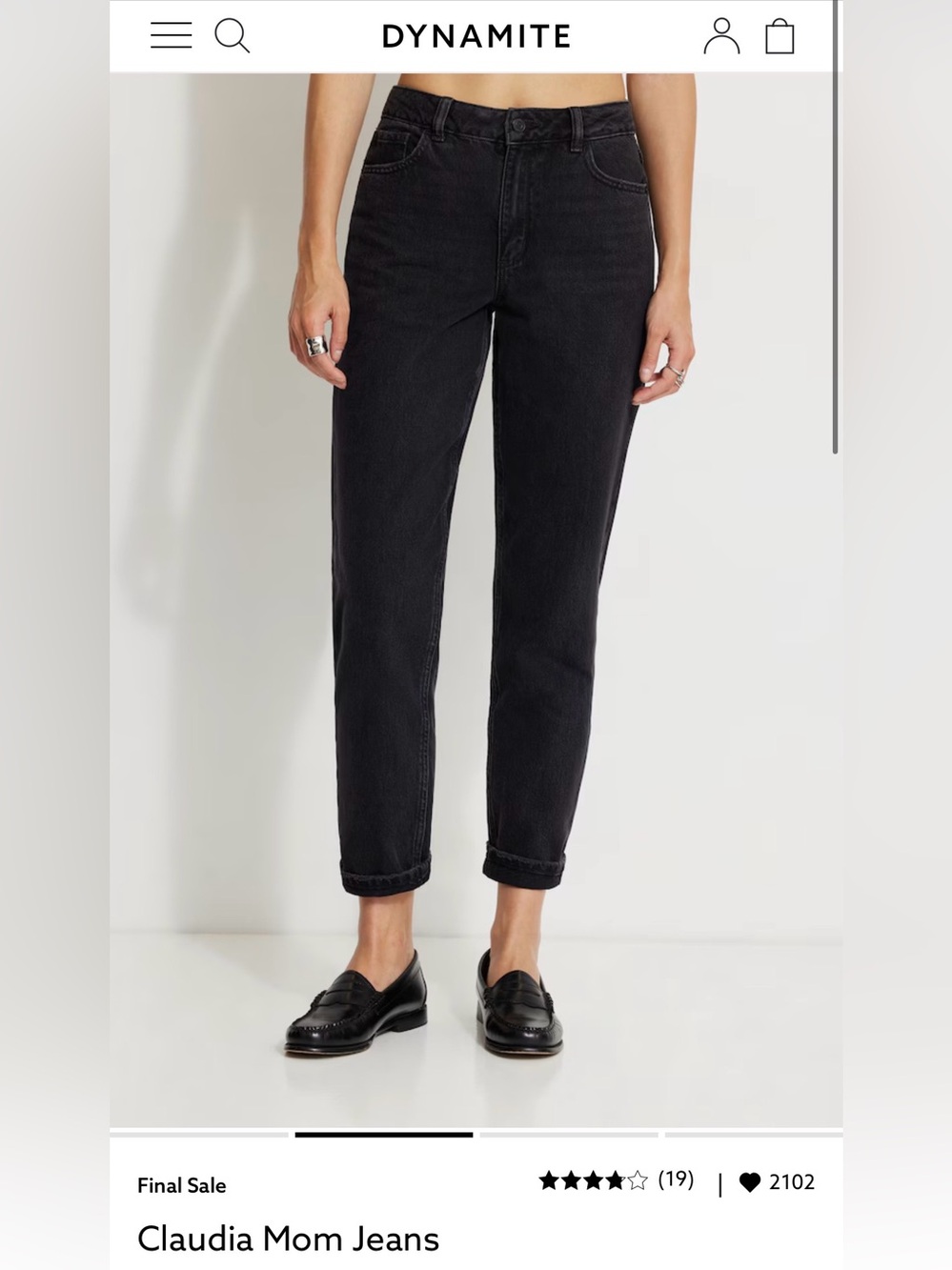 Dynamite Claudia Mom Jean, Black, 27